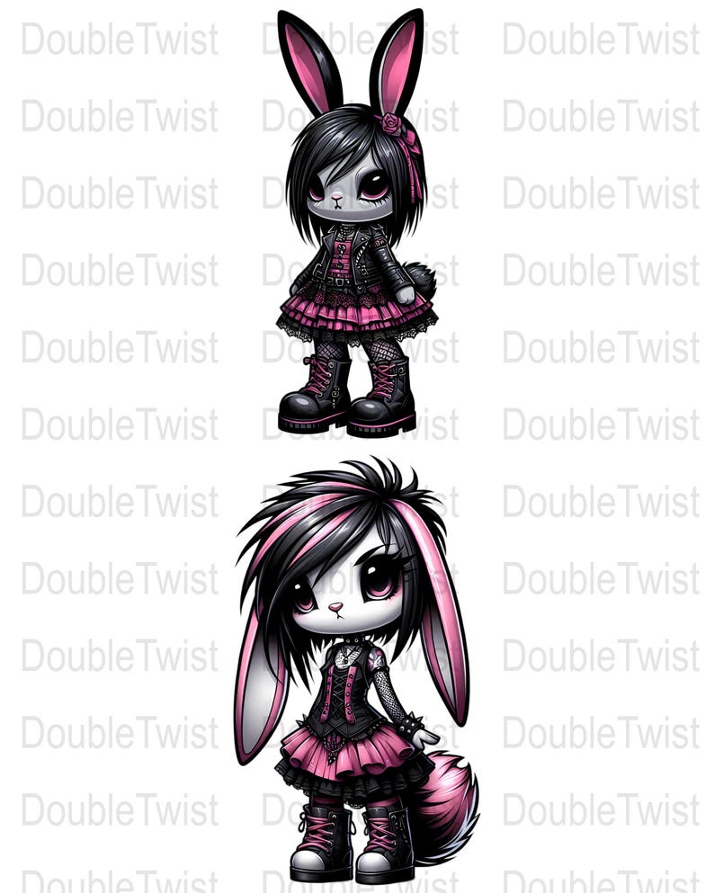 Cute Emo Bunny PNG Clipart, Dark Gothic Bunny, Sublimation Designs ...