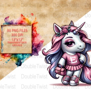E-Girl Fashion Unicorn PNG Bundle, Cute Unicorn Clipart, Digital Download, Trendy Unicorn Graphics, Pastel Rainbow Colors