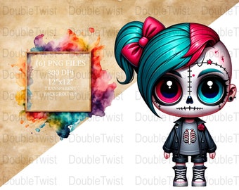 Graffiti Skull Girl Clipart, Cute Gothic PNG, Digital Download, Watercolor Art, Street Style, Instant Download, Craft Project, Sticker Art