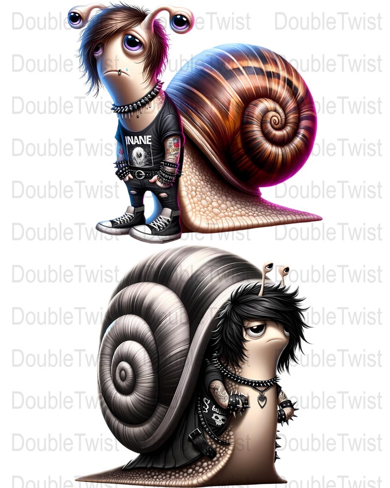 Emoo Rattail Emo Snails PNG Clipart, Cute Goth Style Snail Digital Images, Trendy ...