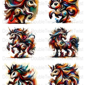 Abstract Unicorn PNG Clipart Set, Magical Unicorns Digital Download ...