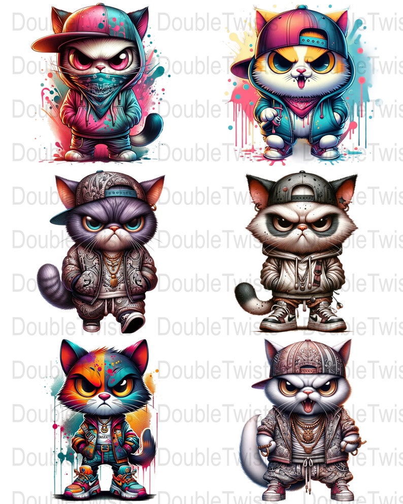 Streetwear Graffiti Cat Clipart, Hip Hop Kitten PNG (digital Download ...