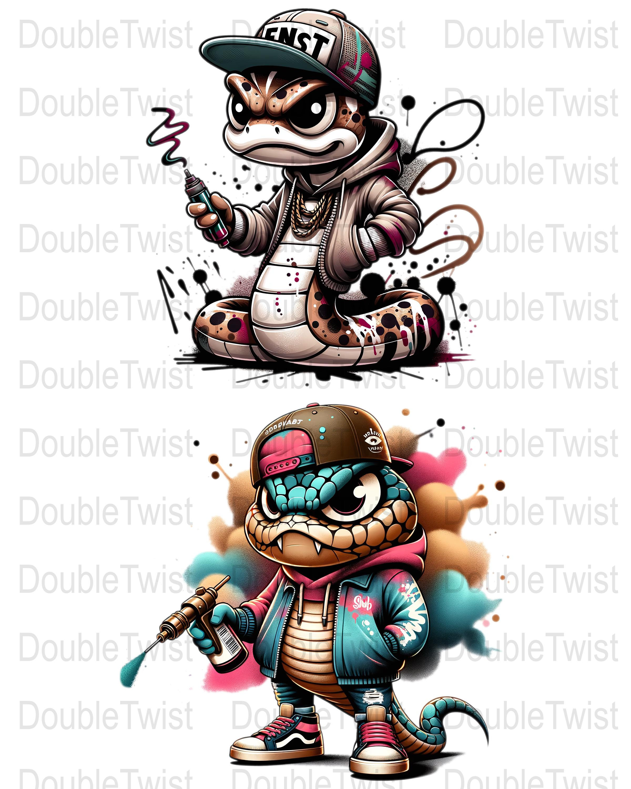 Urban Graffiti Snake Clipart, Colorful Streetwear Reptile Design, Bold ...