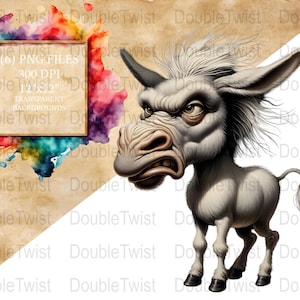 Angry Farm Animals Clipart, Cartoon Rooster, Cow, Donkey, Duck, Goat, Pig PNG, Funny Sublimation Design, Crafts, Farmhouse Decor