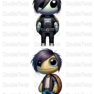 Emo Turtles PNGs, Digital Download, Cute Turtle Graphics, Cool Emo Characters, Trendy Animal Clipart, Teen Vibes, Unique Subculture Design image 3