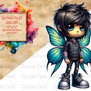 Schrullig Emo Fee PNG Clipart, niedliche Cartoon Fee Kunst, Sublimation, Aufkleber, Scrapbooking, wunderliche Fee Grafiken
