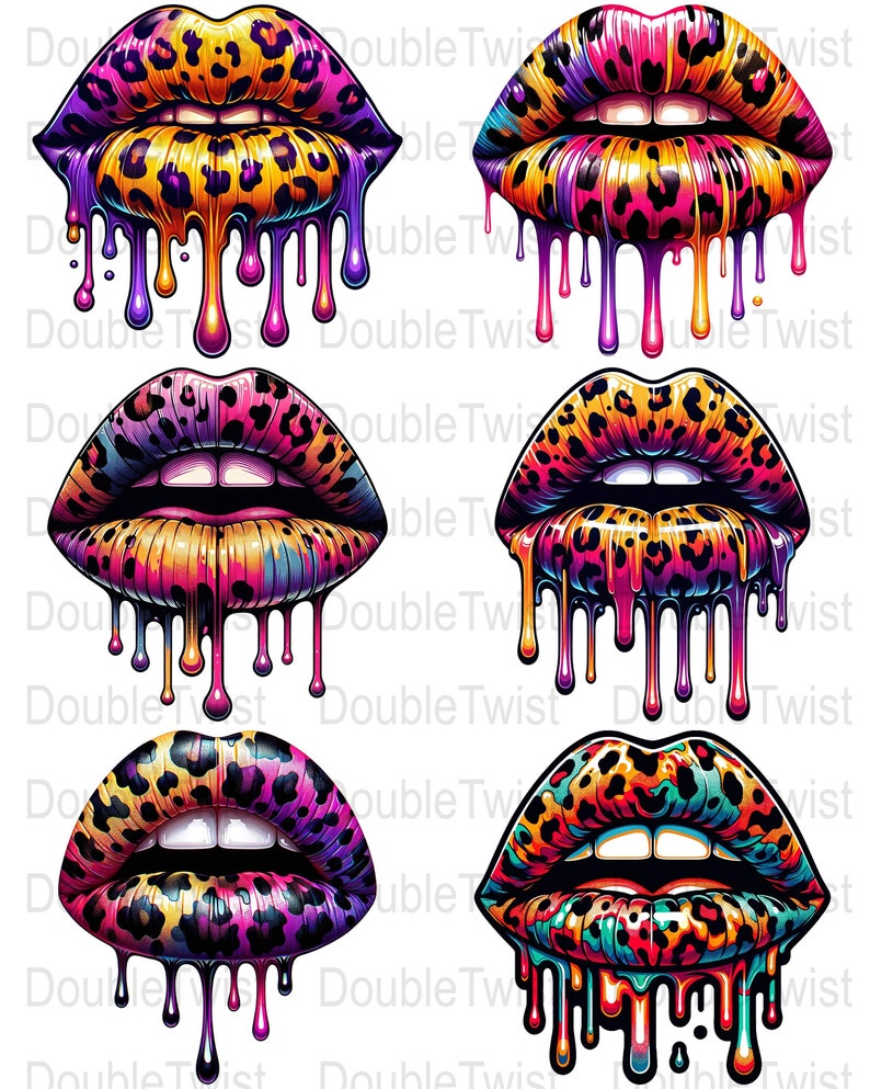 Leopard Print Dripping Lips PNG: Sublimation Clipart (digital Download ...