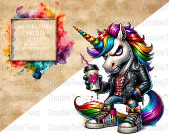 Streetwear Graffiti Unicorn PNG Clipart, Urban Fantasy Design (Digital Download)