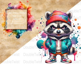 Graffiti wasbeer, PNG-afbeelding: urban streetwear-ontwerp (digitale download)