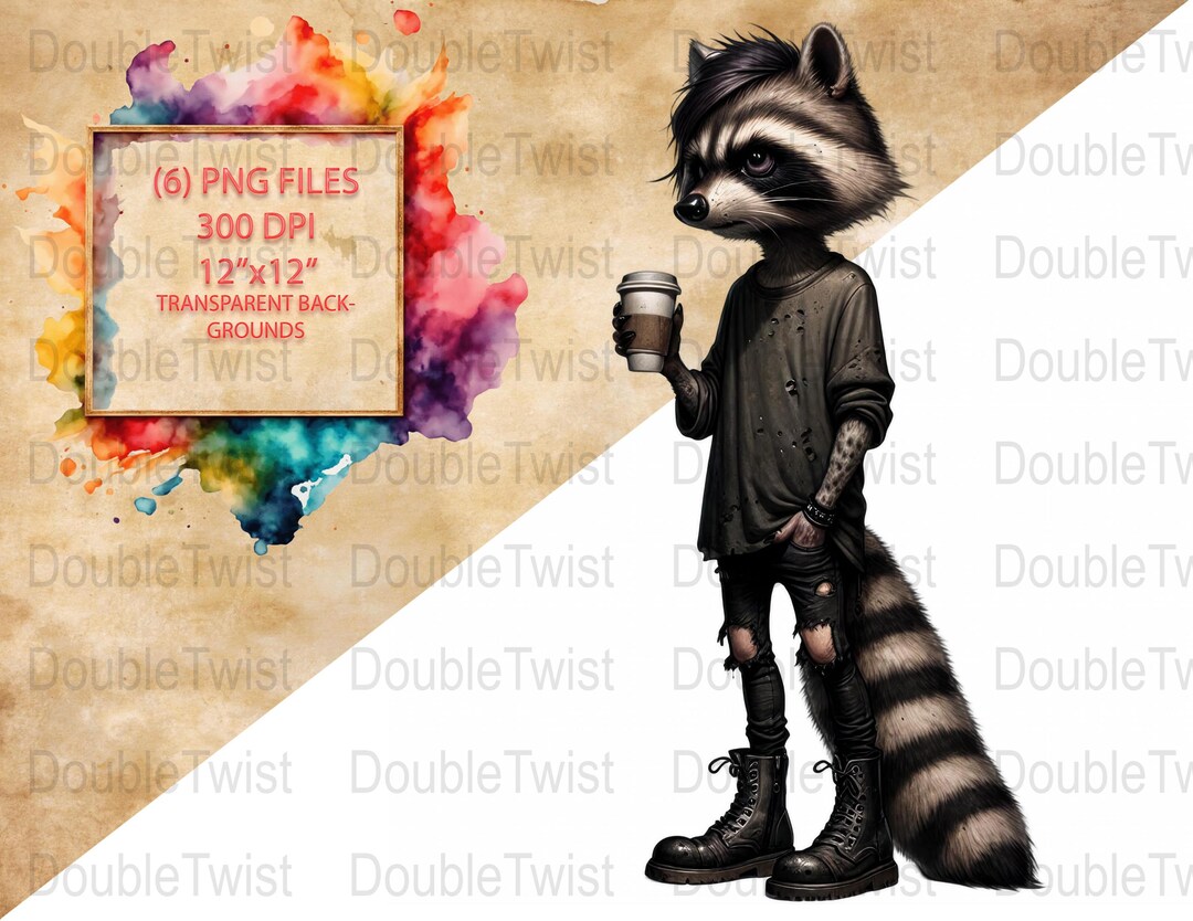 Emo Raccoon Clipart, Gothic Punk Animals, Dark Academia Pngs, Coffee ...