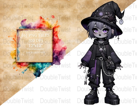 Gothic Witch PNG Clipart: Streetwear Fashion Graphics (Digital Download)
