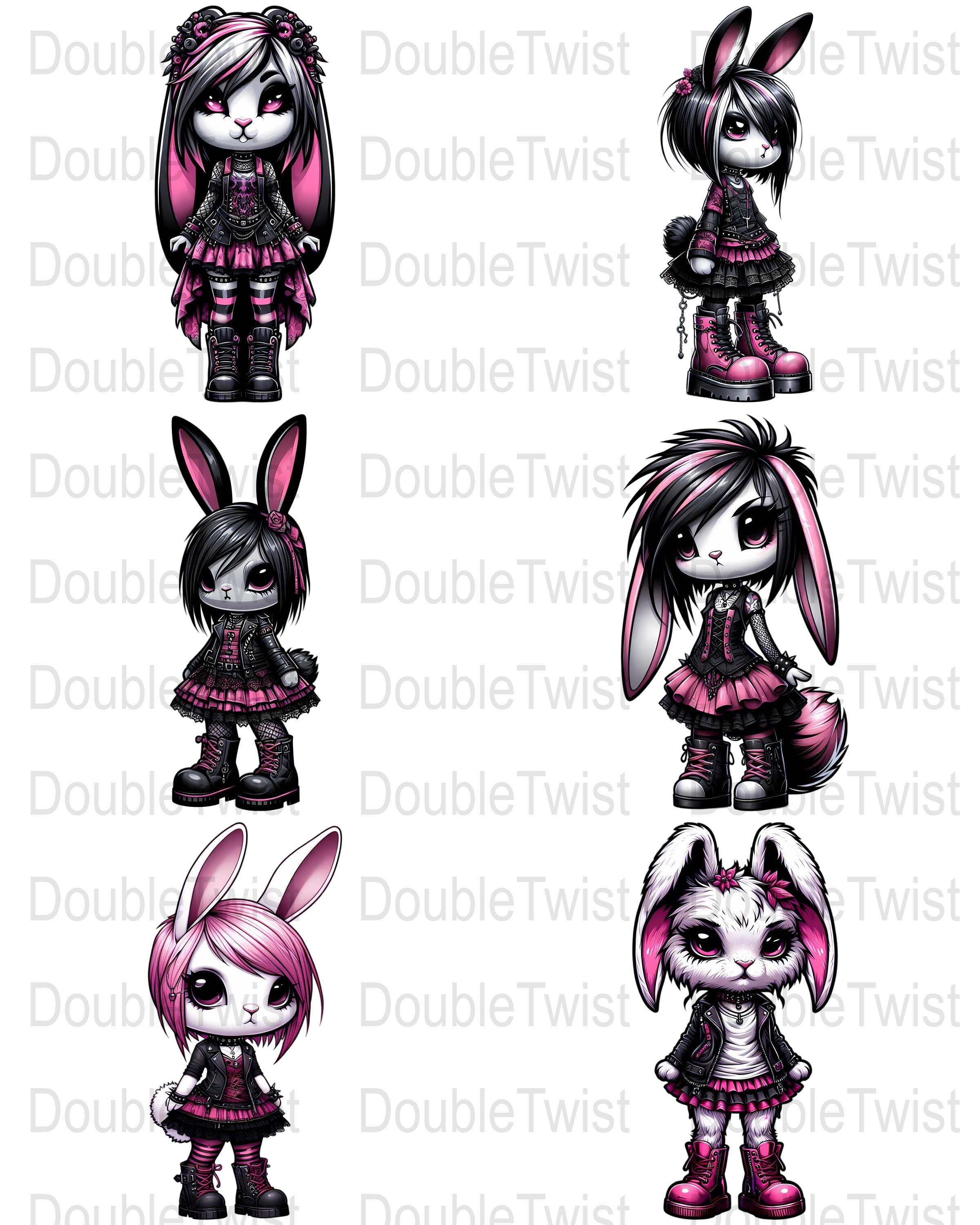 Cute Emo Bunny PNG Clipart, Dark Gothic Bunny, Sublimation Designs ...