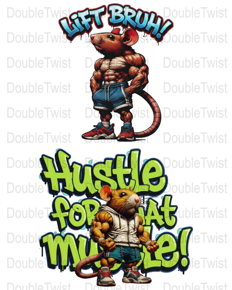 Gym Rat Clipart Bundle, Bodybuilding Mouse PNG, Fitness Designs ...