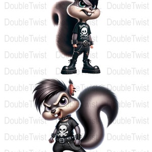 Punk Squirrel Vector Emo Squirrels Clipart Set, Punk Rock Animals PNG, Digital Download ...