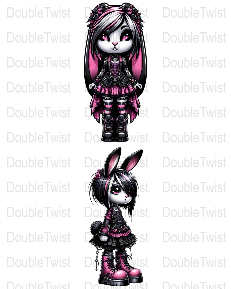 Cute Emo Bunny PNG Clipart, Dark Gothic Bunny, Sublimation Designs ...