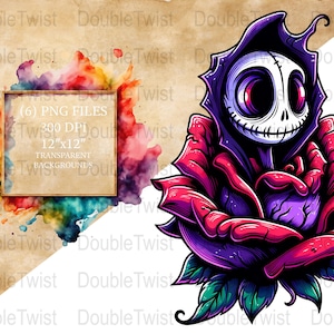 Gothic Roses 02 Clipart, Dark Floral PNG, Skull with Roses, Spooky Digital Download, Craft Supplies, Scrapbooking, Tattoo Design