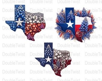 Texas Bluebonnet Sublimation Design, State Flower, (3) Piece PNG File