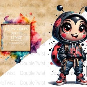 PNG di coccinelle graffiti streetwear, clipart di coccinelle in stile urbano, arte di strada digitale, grafica di insetti cool, personaggi stampabili