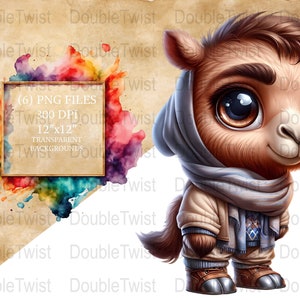 Entzückende Streetwear Kamel Clipart, niedliche Zeichentrickfiguren Sammlung, gemütlicher Pullover Camel Mode, Streetwear Animal Prints Dekor