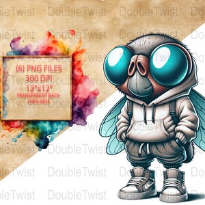 Streetwear Fly Clipart PNG, Mosca de desenho animado de estilo urbano, Download de arte de inseto da moda, Personagens de mosca legais