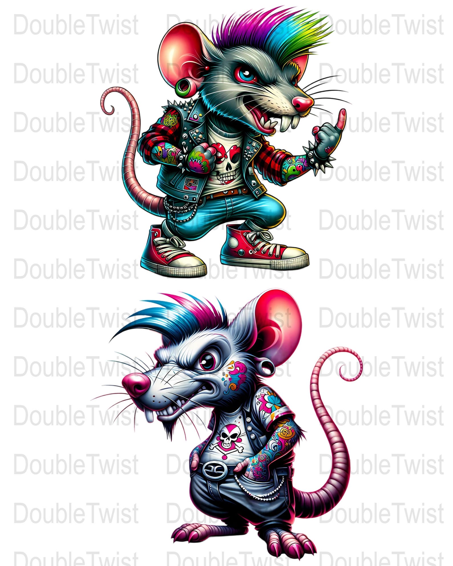 Punk Rock Rat Clipart, Cool Punk Rat Characters for DIY Craft ...