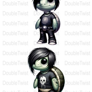 Emo Turtles PNGs, Digital Download, Cute Turtle Graphics, Cool Emo Characters, Trendy Animal Clipart, Teen Vibes, Unique Subculture Design image 4