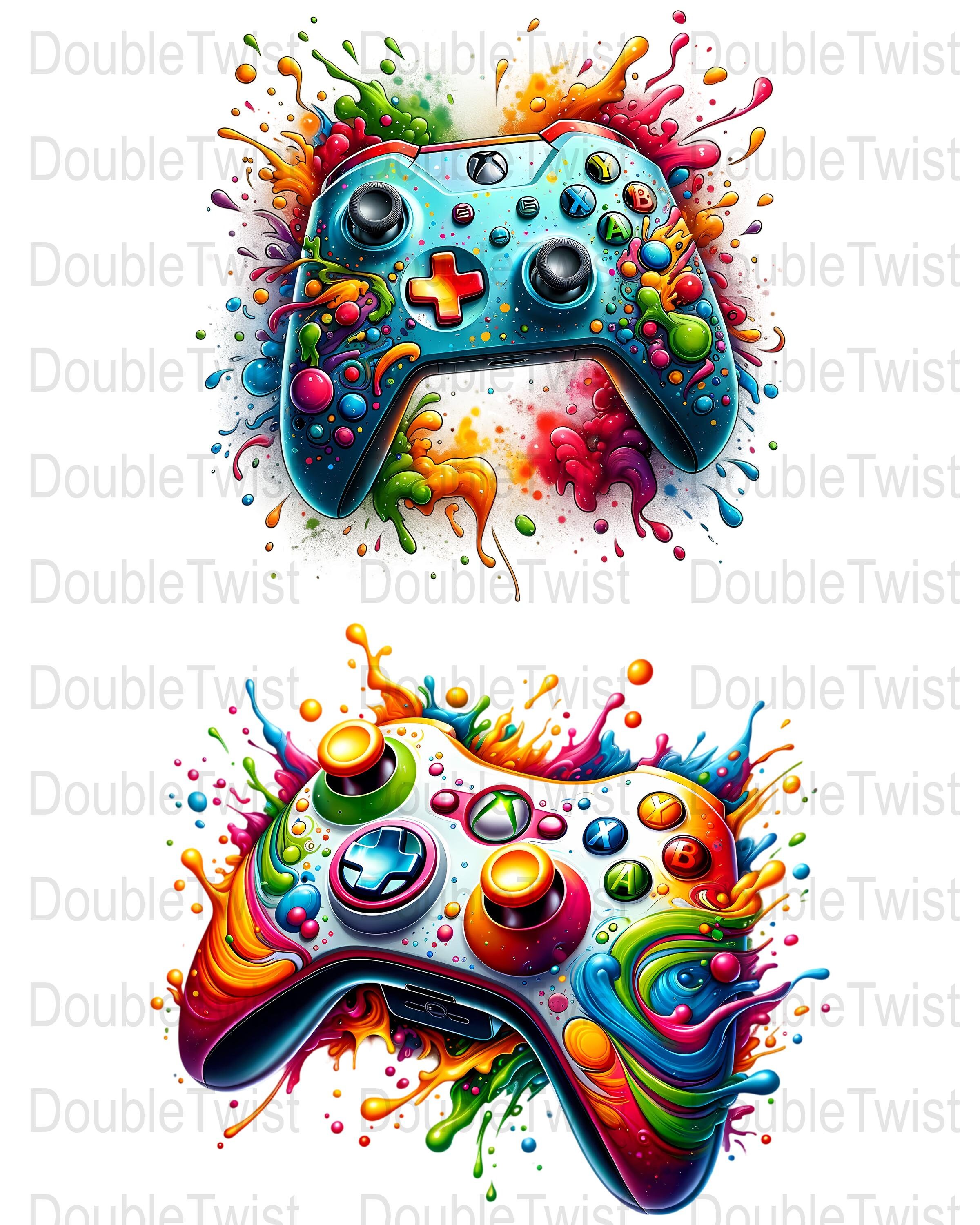 Color Splash Game Controller Clipart, Vibrant Gaming Pngs for Crafting ...