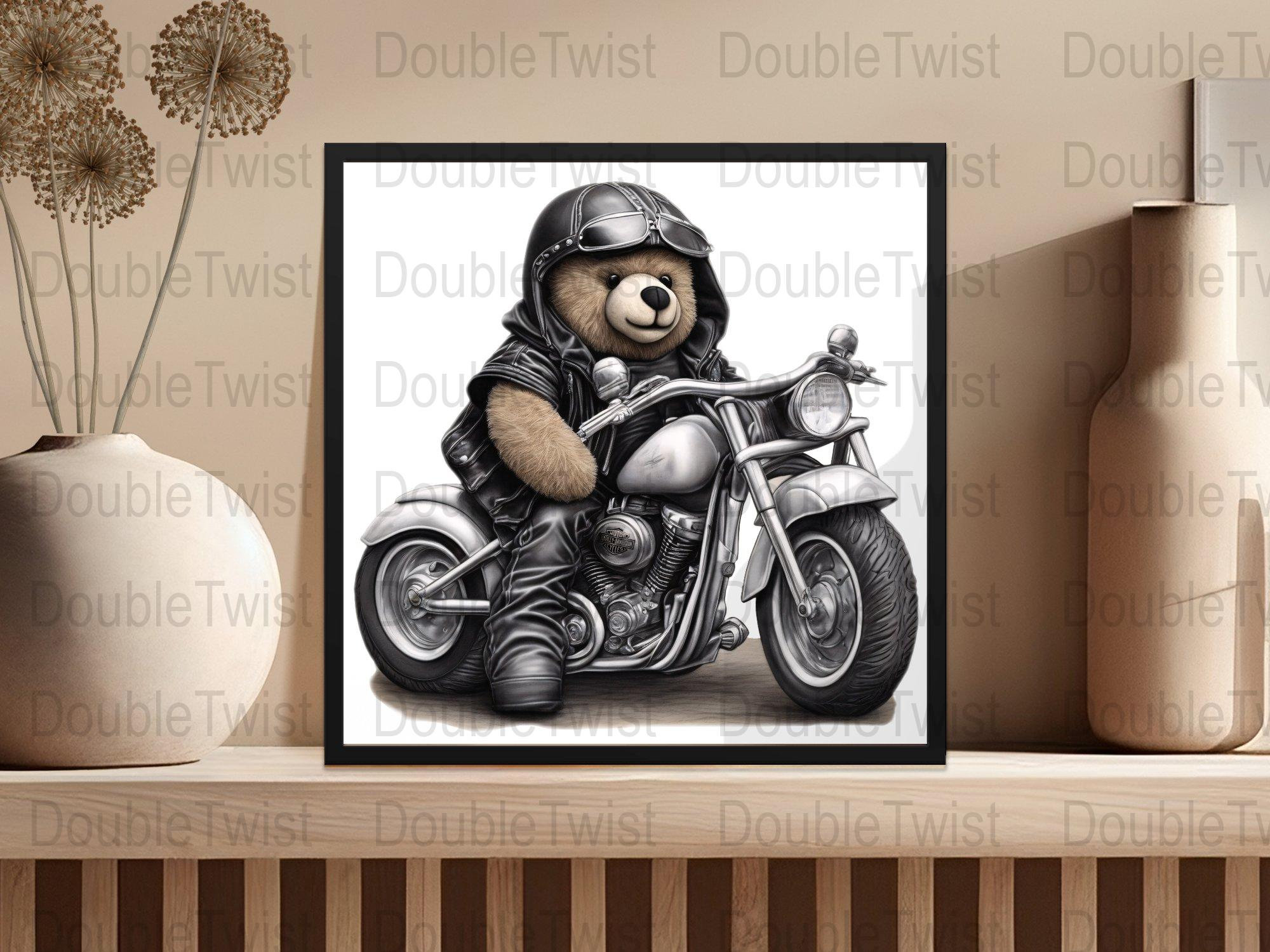 Harley-davidson Riding Teddy Bear PNG: Fun Design for DIY Projects ...