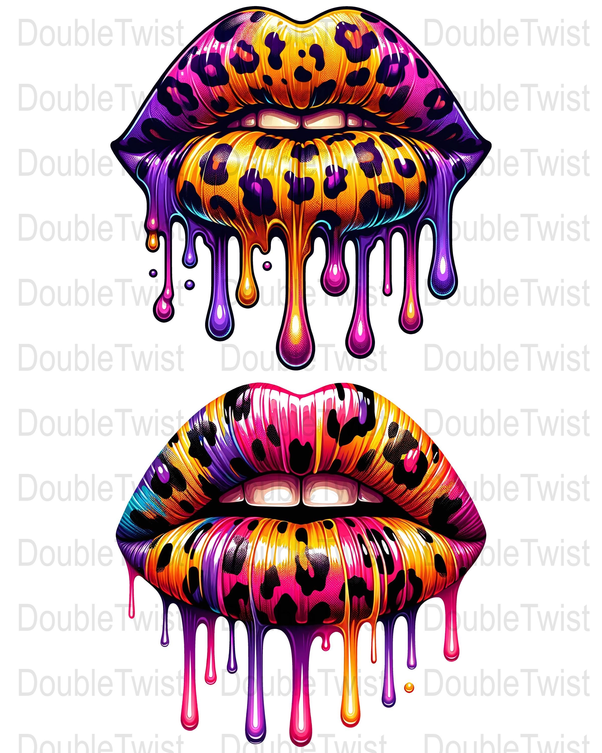 Leopard Print Dripping Lips PNG: Sublimation Clipart (digital Download ...