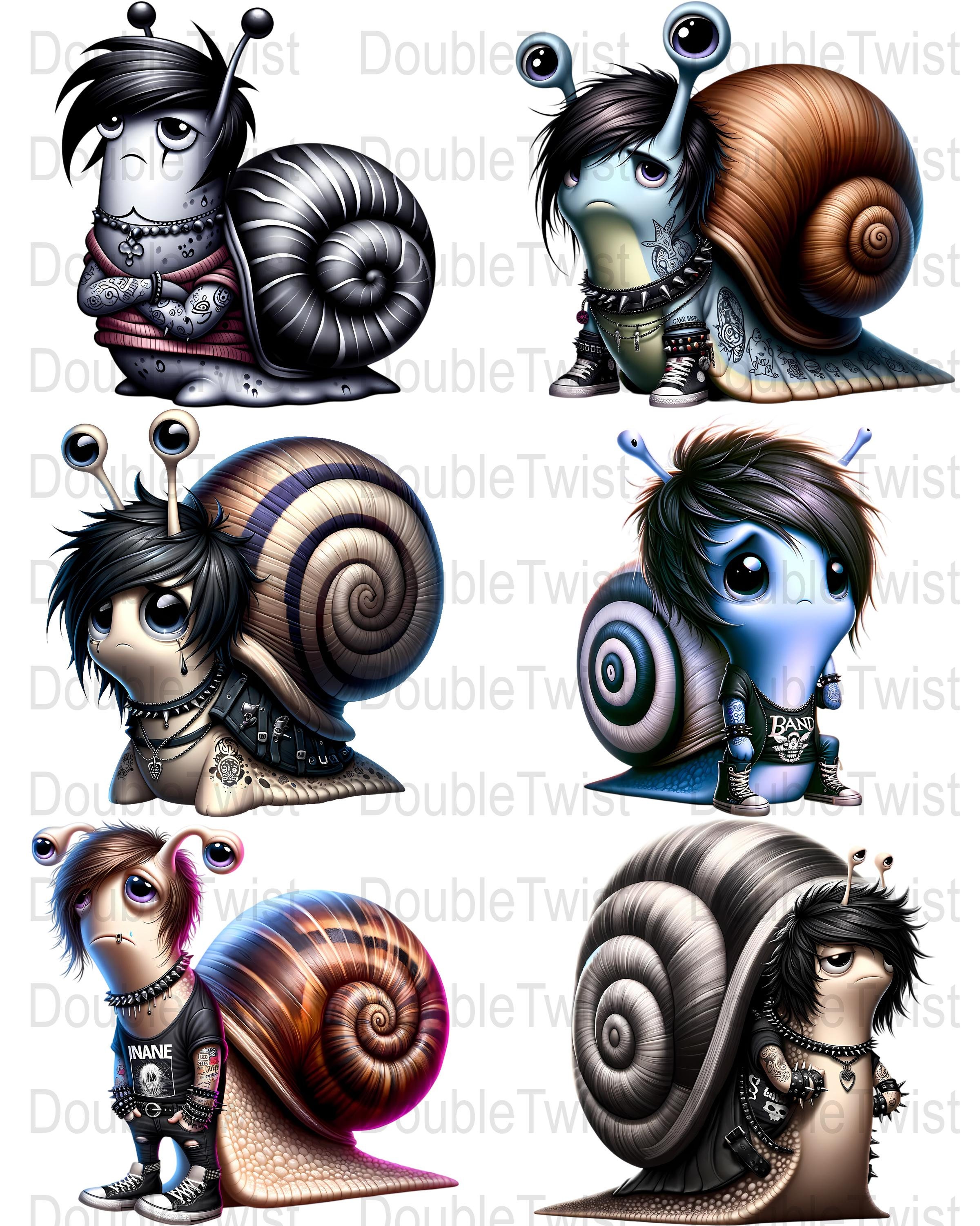 Emoo Rattail Emo Snails PNG Clipart, Cute Goth Style Snail Digital Images, Trendy ...