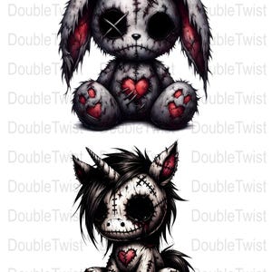 Creepy Cute Stuffed Animal Clipart, Gothic Doll PNG, Spooky Plush, crafts and decorations, invitations, scrapbooking, T-shirt designs image 5