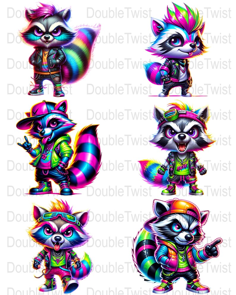 Punk Raccon Neon Punk Raccoon Clipart, Urban Graffiti PNG (digital Download) - Etsy