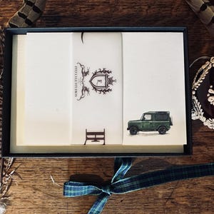 Land Rover Defender 90-kort | Handritade konstverk, personligt lyxigt brevpappersset