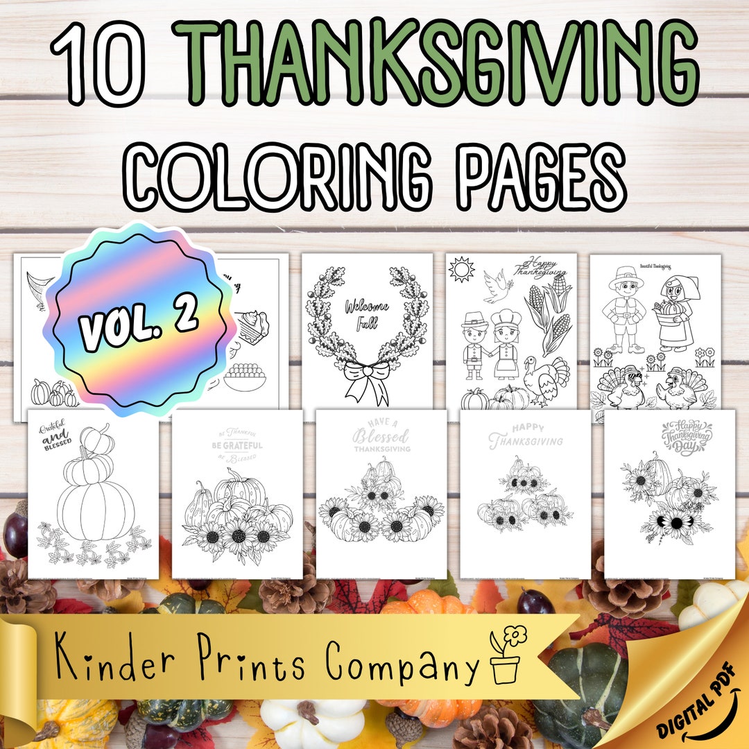 10 Thanksgiving Coloring Pages Vol. 2 Activities, Games, Fun, Kids ...