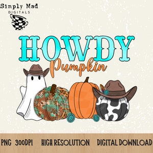 Howdy pumpkin  png - country halloween png - digital download - fall clip art - cowboy thanksgiving