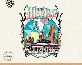 Heart Like a Truck png - png occidental - camisa country western png - descarga digital - sublimación png - lainey - música country png