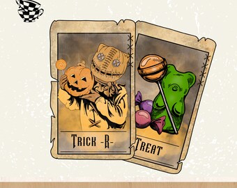 Trick or treat PNG - digital download - Halloween clip art - halloween download - scarecrow - candy - pumpkin