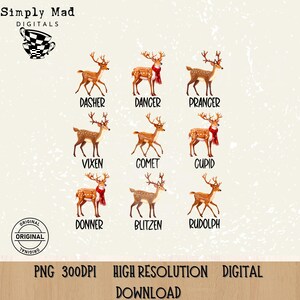 Santa&#39;s reindeer  png -  vintage Santa reindeer  png -   Christmas reindeer png -  Christmas png -  digital download -  Christmas clip art -