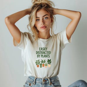 Plant Lover Women&#39;s Boxy Tee, Botanical Print Shirt, Houseplant Gift, Gardening T-Shirt, Nature Lover Top