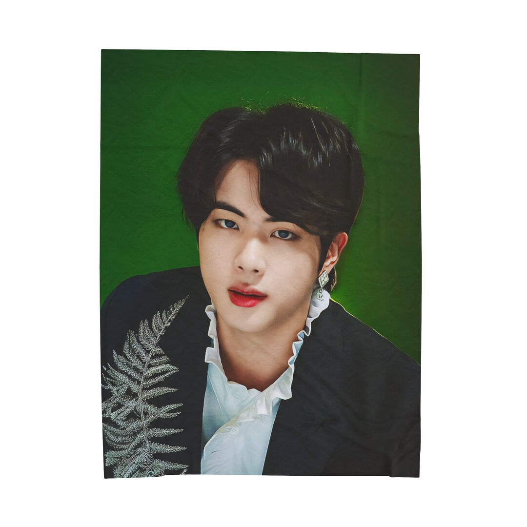 Jin Exposed Forehead Photo Blanket, BTS Jin Blanket, Kim Seokjin
