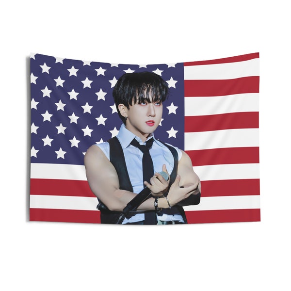 Skz Changbin Flag Banner, Stray Kids Changbin Kpop American Flag Tapestry, Changbin Kpop Merch Decor, Gift for Stays Kpop Fan Gift Ideas