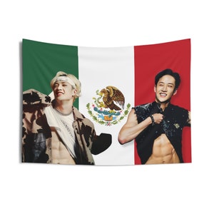 Skz Bang Chan Mexico Flag Banner, Stray Kids BangChan Kpop American Flag, Skz Bang Chan Kpop Merch Decor, Gift Ideas for Stays Kpop Fan