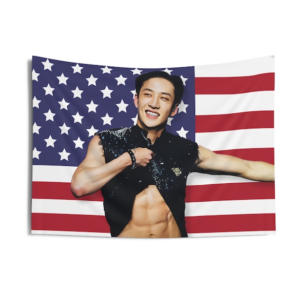 Skz Bangchan Flag Banner,  StrayKids Bangchan Kpop American Flag Tapestry, Skz Bangchan Kpop Merch Decor, Gift Ideas for Stays Kpop Fan