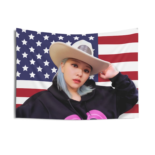 Twice Jeongyeon Cowboy America Flag Banner, Jeongyeon Twice Tour 2024 Kpop Flag Merch, Gift Ideas for ONCE, Birthday Gift & Concert Merch