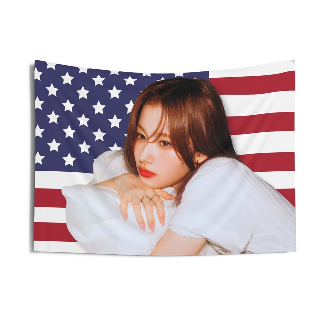 TWICE Sana America Flag Banner, Twice Members Kpop Flag Tapestry, Twice