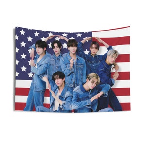 Enhypen Members Group Photo Flag Banner, Enhypen Members Kpop American Flag Tapestry, Enhypen Kpop Merch Decor, Gift Ideas for Engene