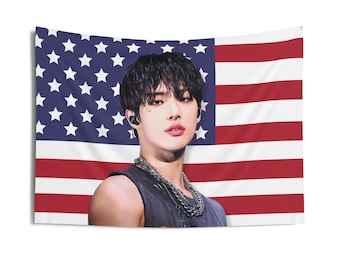 Ateez Mingi Concert America Flag, Ateez Mingi Abs Kpop Flag, Ateez Tour 2024 Merch, Gift Ideas for Atiny, Birthday Gift & Concert Merch