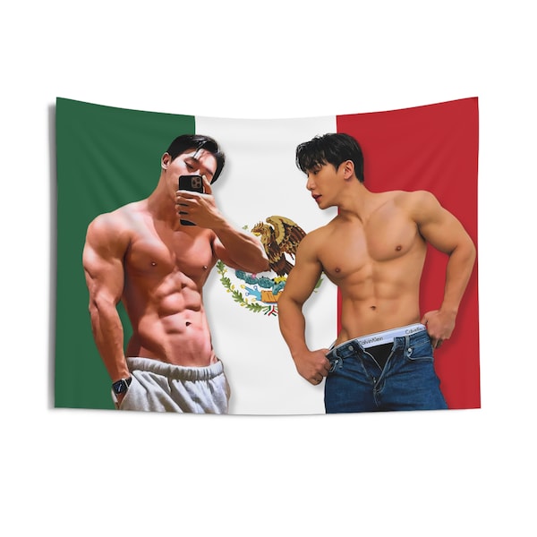 Monsta X Wonho Mexico Flag Banner, Wonho Open Mind Kpop Flag, Wonho Body Merch, Gift Ideas for MONBEBE, Birthday Gift & Concert Merch