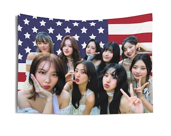 Bannière drapeau américain des membres TWICE, drapeau Kpop album Twice, produits dérivés de la tournée Twice, idées cadeaux pour fan de Kpop ONCE, cadeau d'anniversaire et produits dérivés de concert