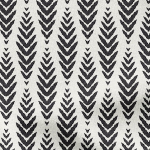 Black Ikat Chevron Pattern Fabric, Digital Print Cloth by the Yard, Modern Tribal Design for Upholstery, Home Decor, Sewing, DIY Projects